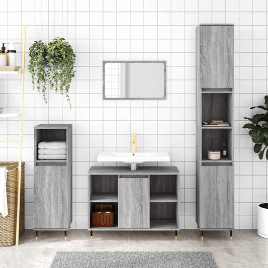Mobile da Bagno Grigio Sonoma 80x33x60 cm in Legno Multistrato - homemem39