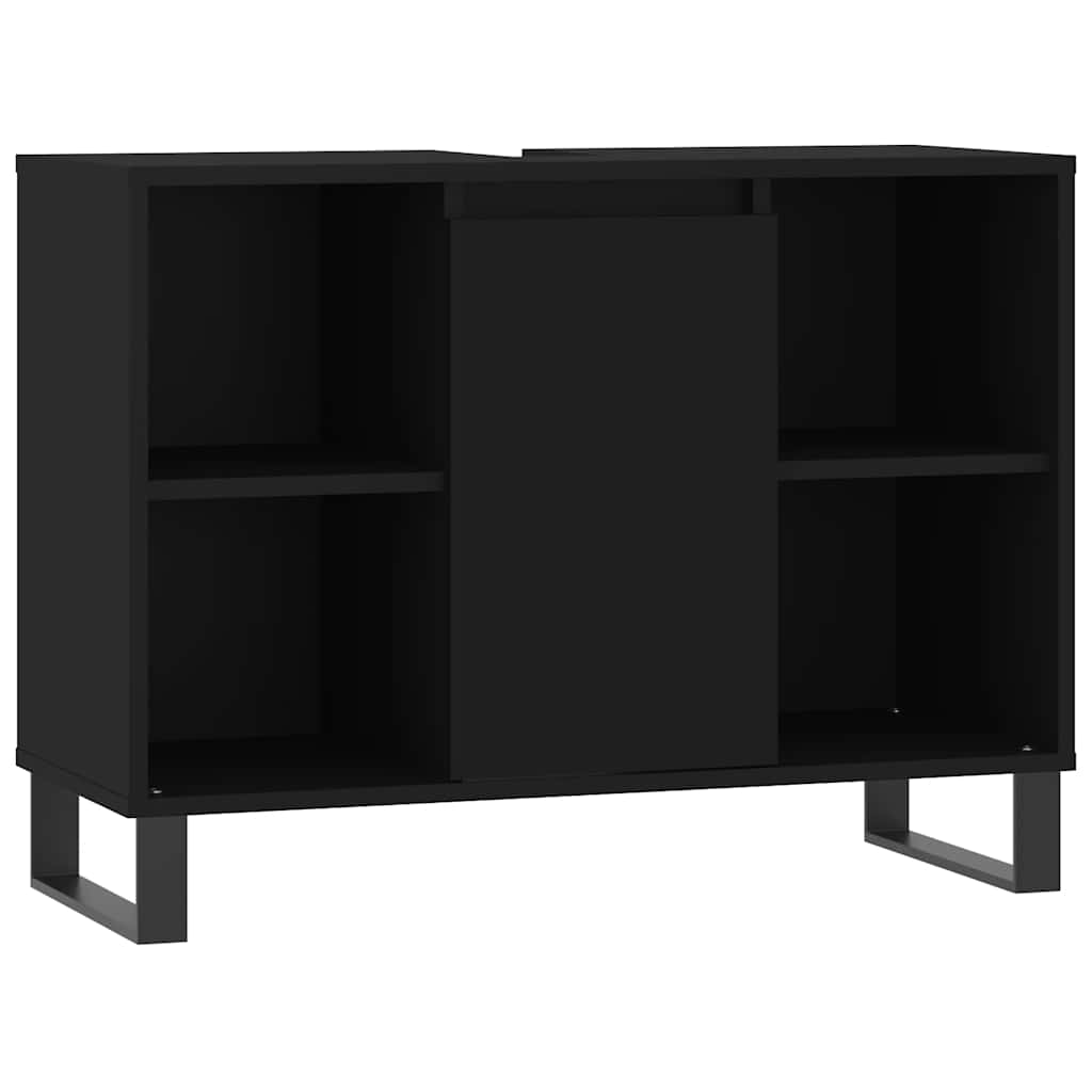 Mobile da Bagno Nero 80x33x60 cm in Legno Multistrato - homemem39