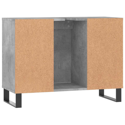 Armadietto da Bagno Grigio Cemento 80x33x60cm Legno Multistrato - homemem39