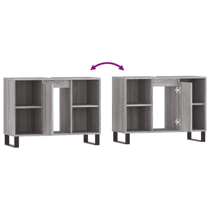 Mobile da Bagno Grigio Sonoma 80x33x60 cm in Legno Multistrato - homemem39
