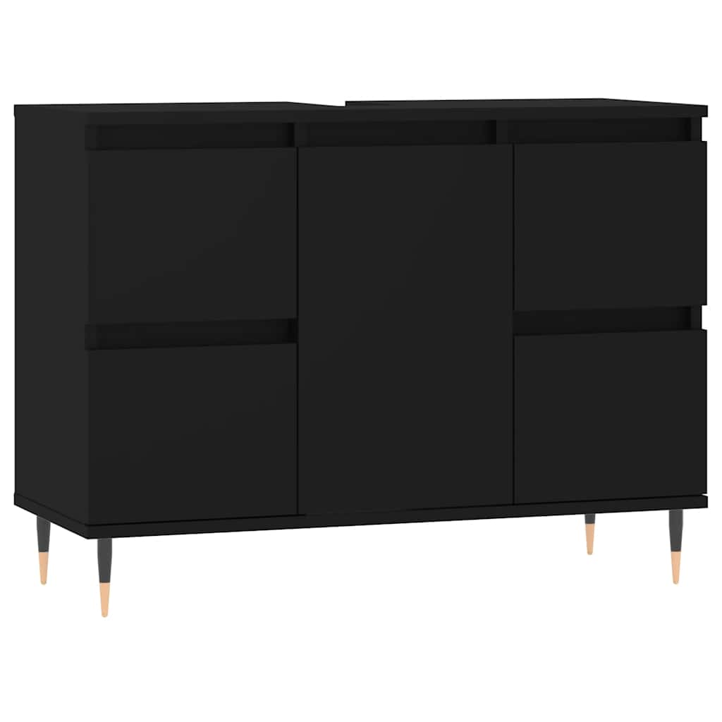 Mobile da Bagno Nero 80x33x60 cm in Legno Multistrato | homemem39