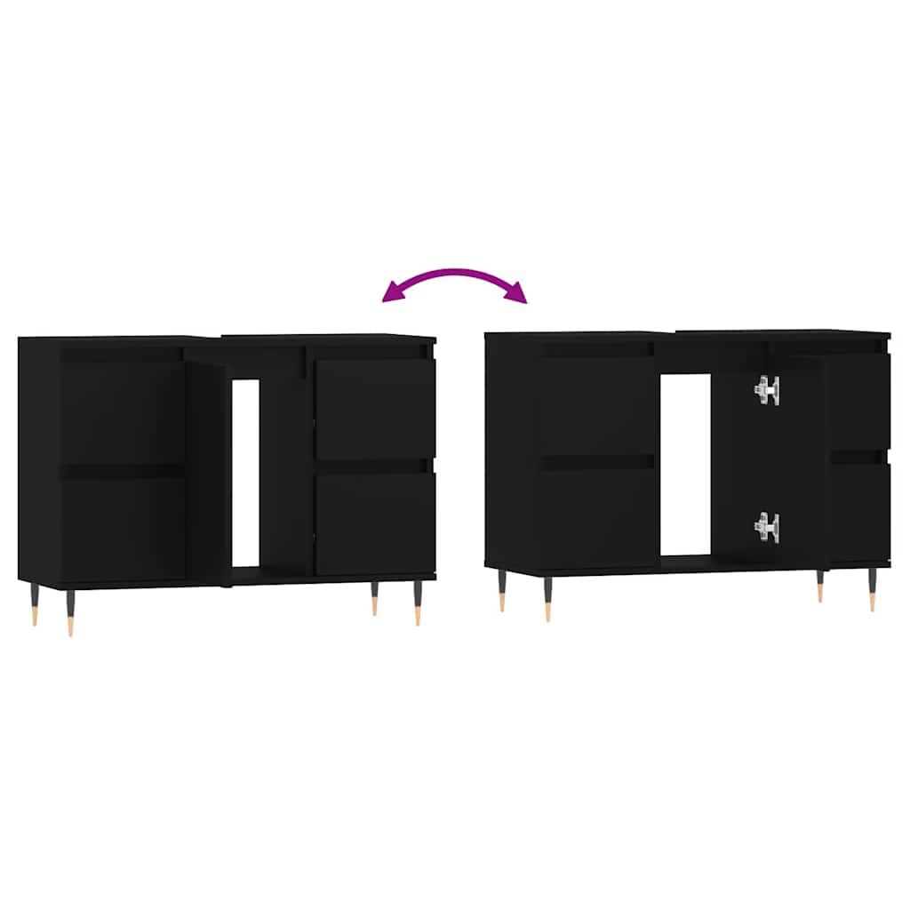 Mobile da Bagno Nero 80x33x60 cm in Legno Multistrato | homemem39