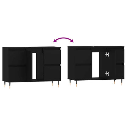 Mobile da Bagno Nero 80x33x60 cm in Legno Multistrato | homemem39