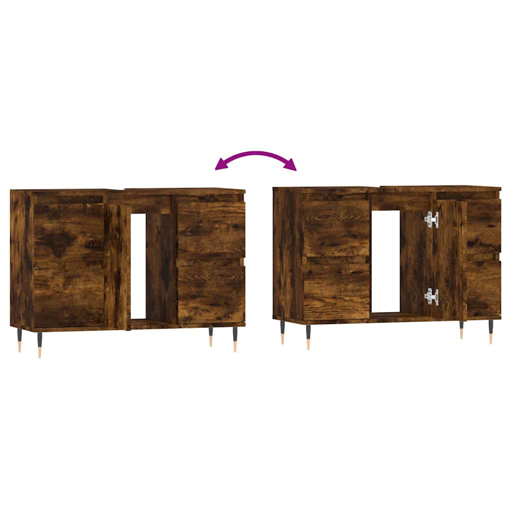 Armadietto Bagno Rovere Fumo 80x33x60 cm in Legno Multistrato | homemem39