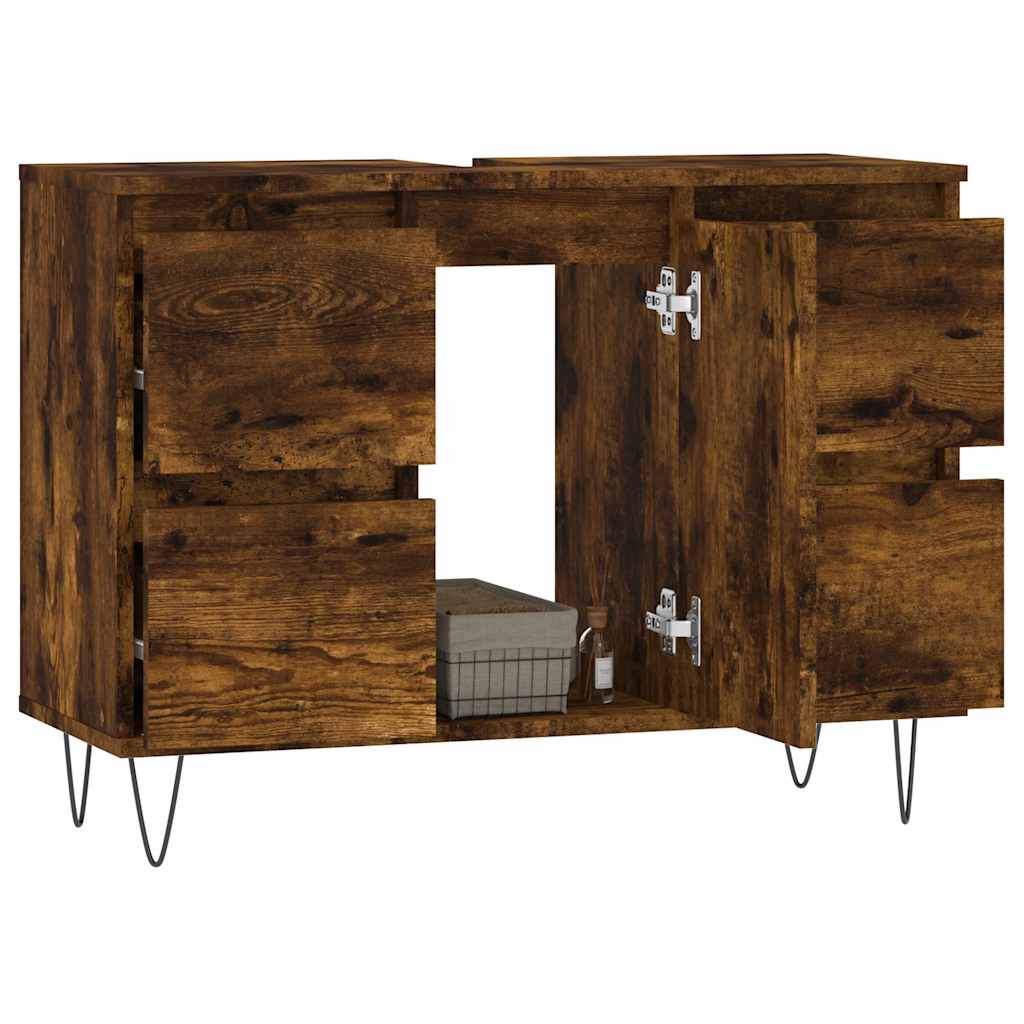 Armadietto Bagno Rovere Fumo 80x33x60 cm in Legno Multistrato | homemem39