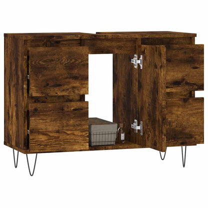 Armadietto Bagno Rovere Fumo 80x33x60 cm in Legno Multistrato | homemem39