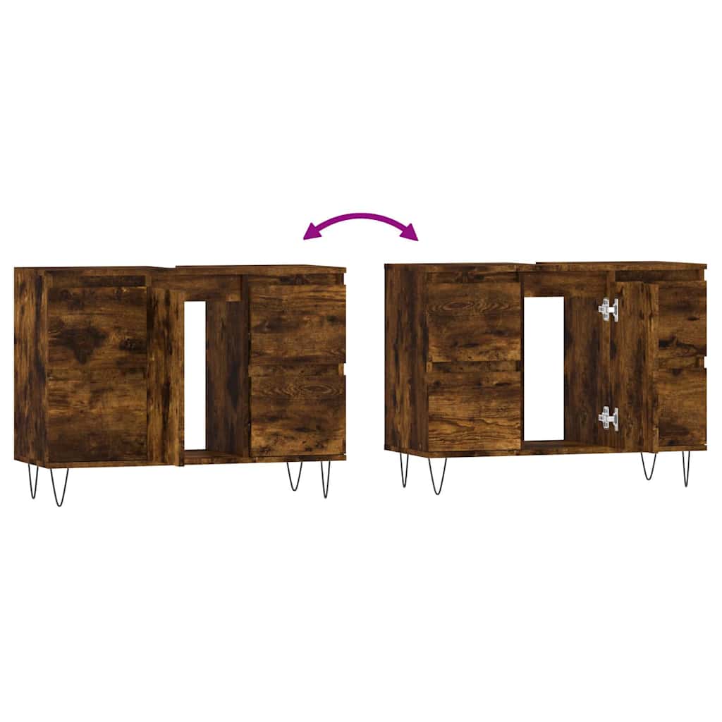 Armadietto Bagno Rovere Fumo 80x33x60 cm in Legno Multistrato | homemem39