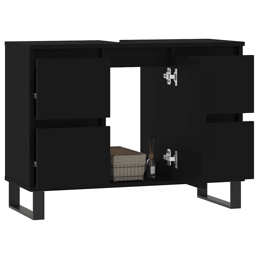 Mobile da Bagno Nero 80x33x60 cm in Legno Multistrato - homemem39