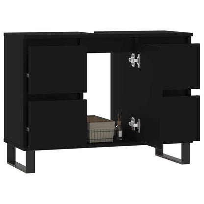 Mobile da Bagno Nero 80x33x60 cm in Legno Multistrato - homemem39