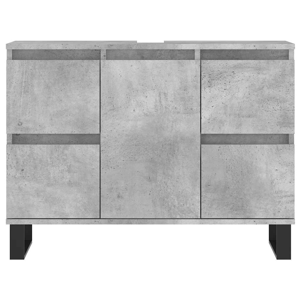 Armadietto da Bagno Grigio Cemento 80x33x60cm Legno Multistrato - homemem39