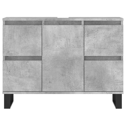 Armadietto da Bagno Grigio Cemento 80x33x60cm Legno Multistrato - homemem39