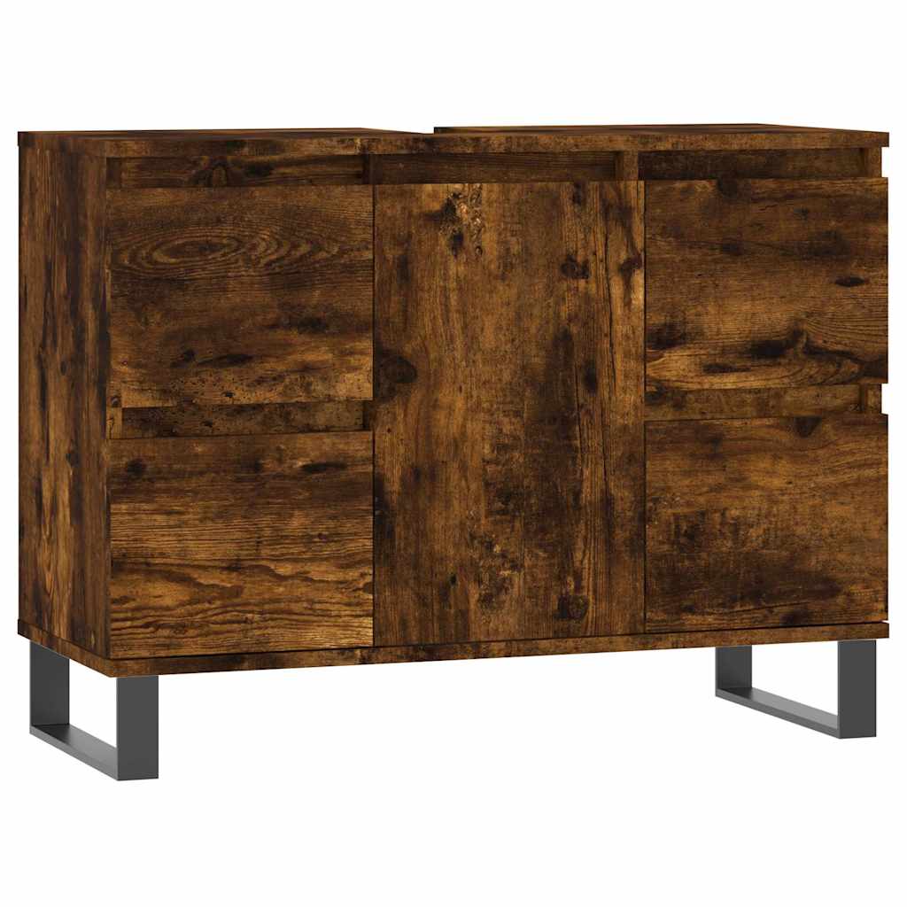 Armadietto Bagno Rovere Fumo 80x33x60 cm in Legno Multistrato | homemem39