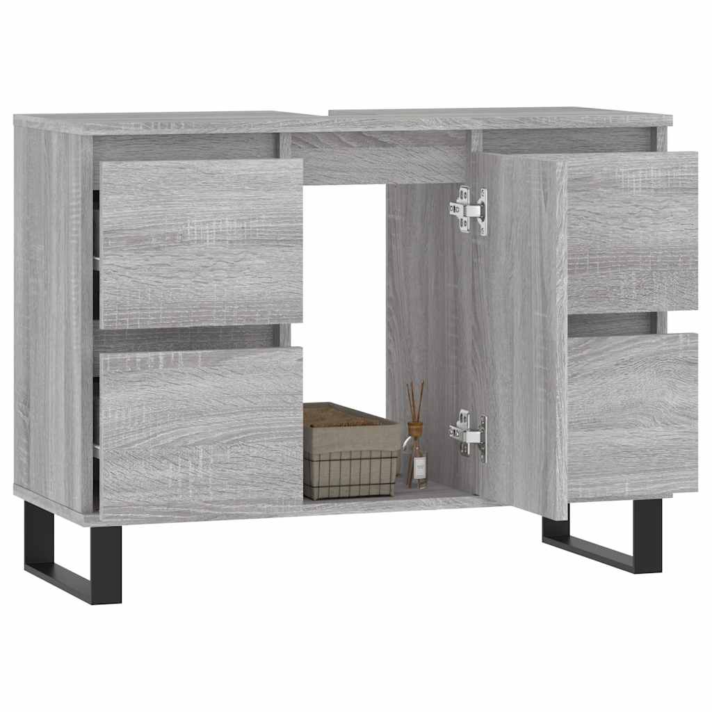 Mobile da Bagno Grigio Sonoma 80x33x60 cm in Legno Multistrato | homemem39
