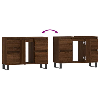 Armadietto Bagno Rovere Marrone 80x33x60cm in Legno Multistrato - homemem39