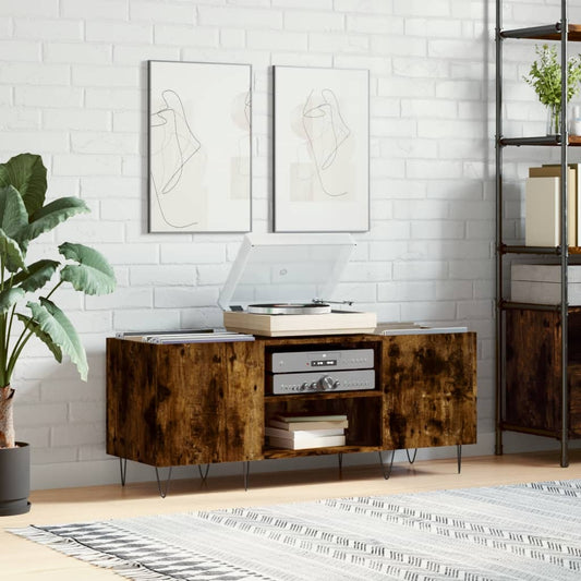 Mobile Porta Dischi Rovere Fumo 121x38x48 cm Legno Multistrato