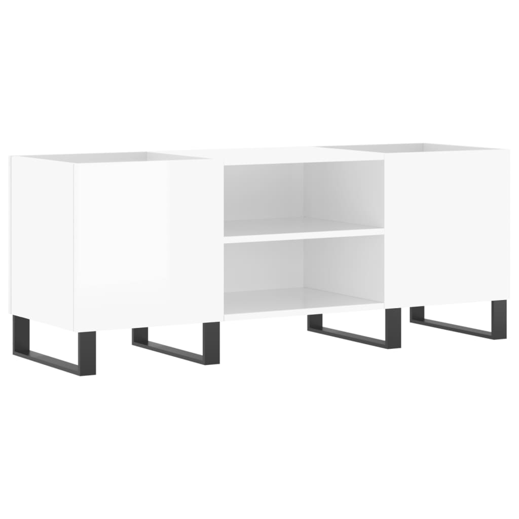 Mobile Porta Dischi Bianco Lucido 121x38x48cm Legno Multistrato - homemem39