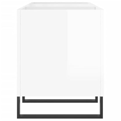 Mobile Porta Dischi Bianco Lucido 121x38x48cm Legno Multistrato - homemem39