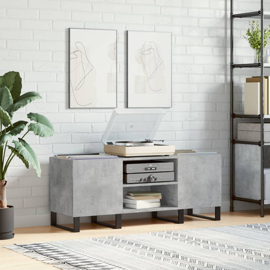 Mobile Porta Dischi Grigio Cemento 121x38x48 Legno Multistrato - homemem39