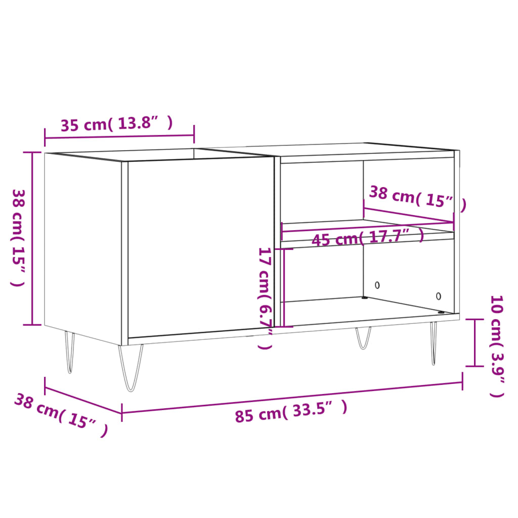 Mobile Porta Dischi Nero 85x38x48 cm in Legno Multistrato - homemem39