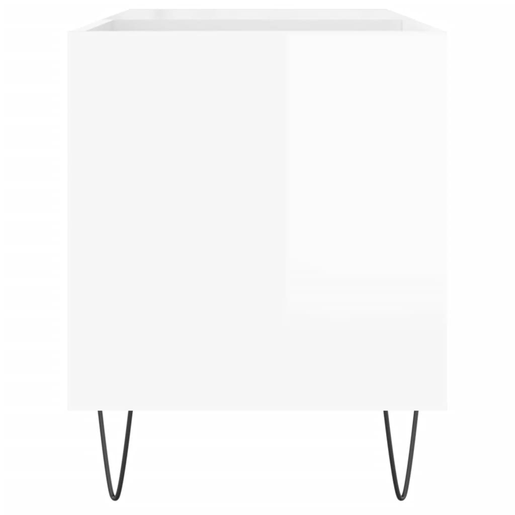 Mobile Porta Dischi Bianco Lucido 85x38x48 cm Legno Multistrato - homemem39