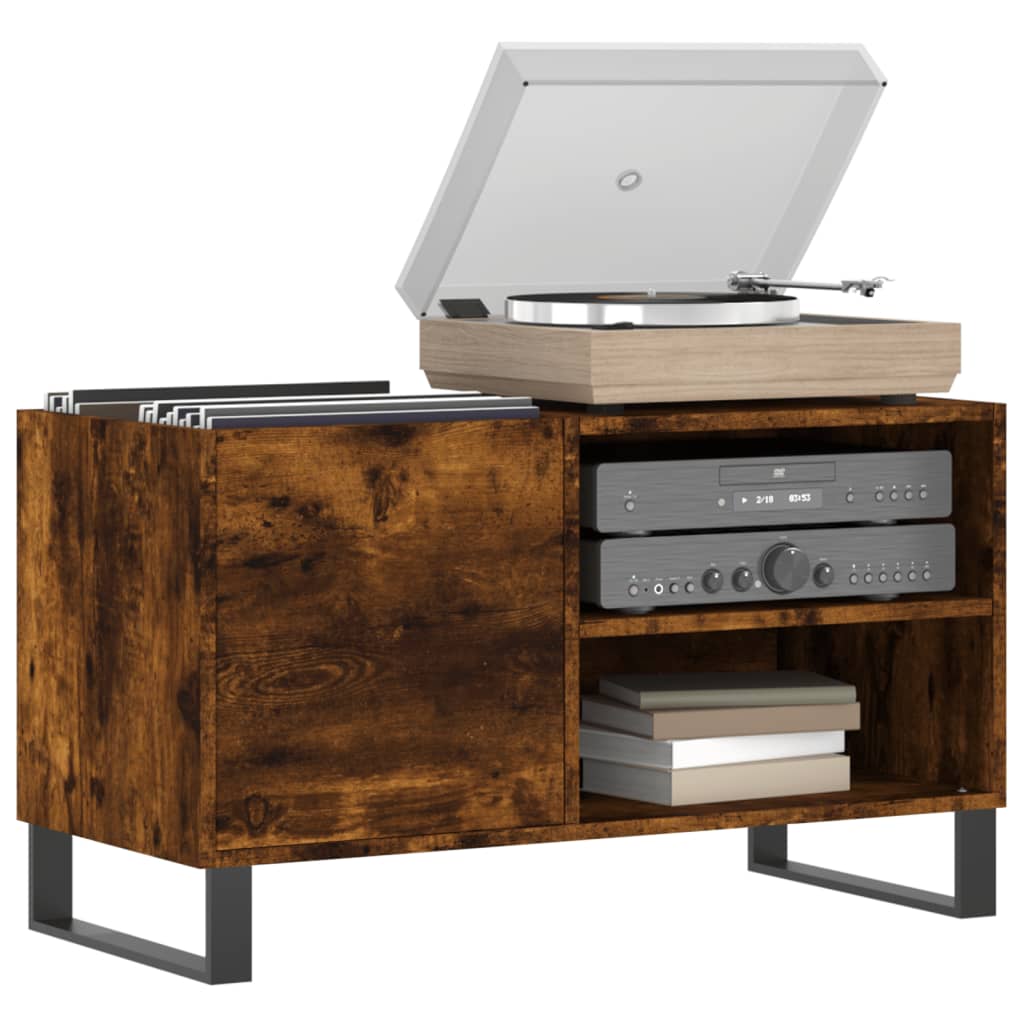Mobile Porta Dischi Rovere Fumo 85x38x48 cm Legno Multistrato - homemem39