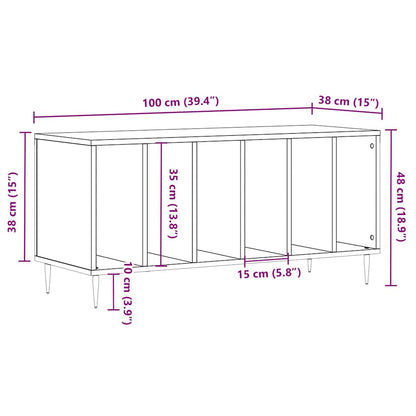 Mobile Porta Dischi Rovere Sonoma 100x38x48cm Legno Multistrato - homemem39