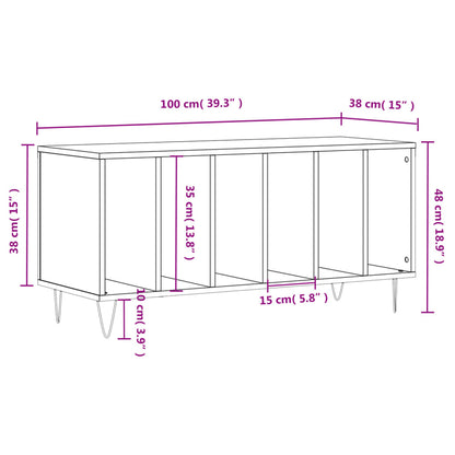 Mobile Porta Dischi Nero 100x38x48 cm in Legno Multistrato - homemem39