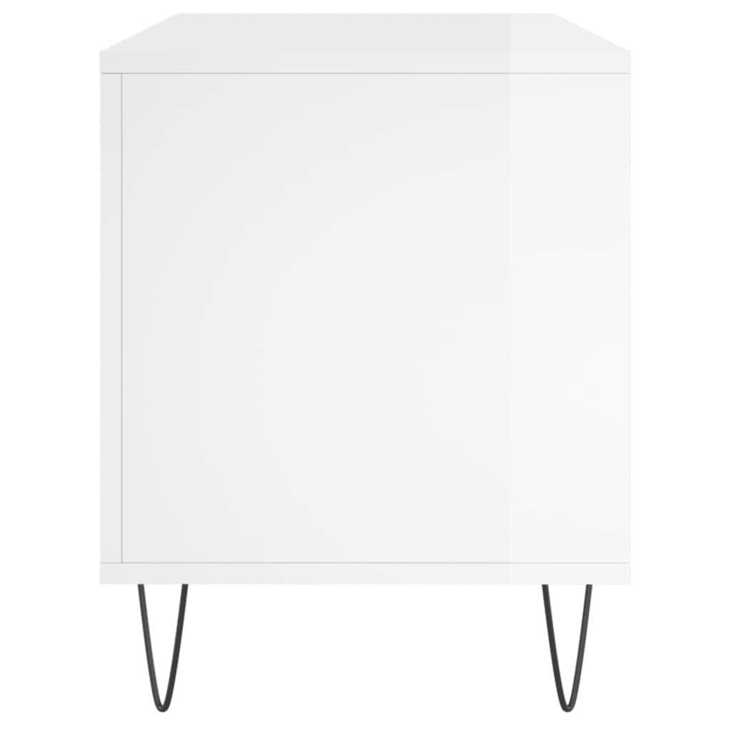 Mobile Porta Dischi Bianco Lucido 100x38x48cm Legno Multistrato - homemem39