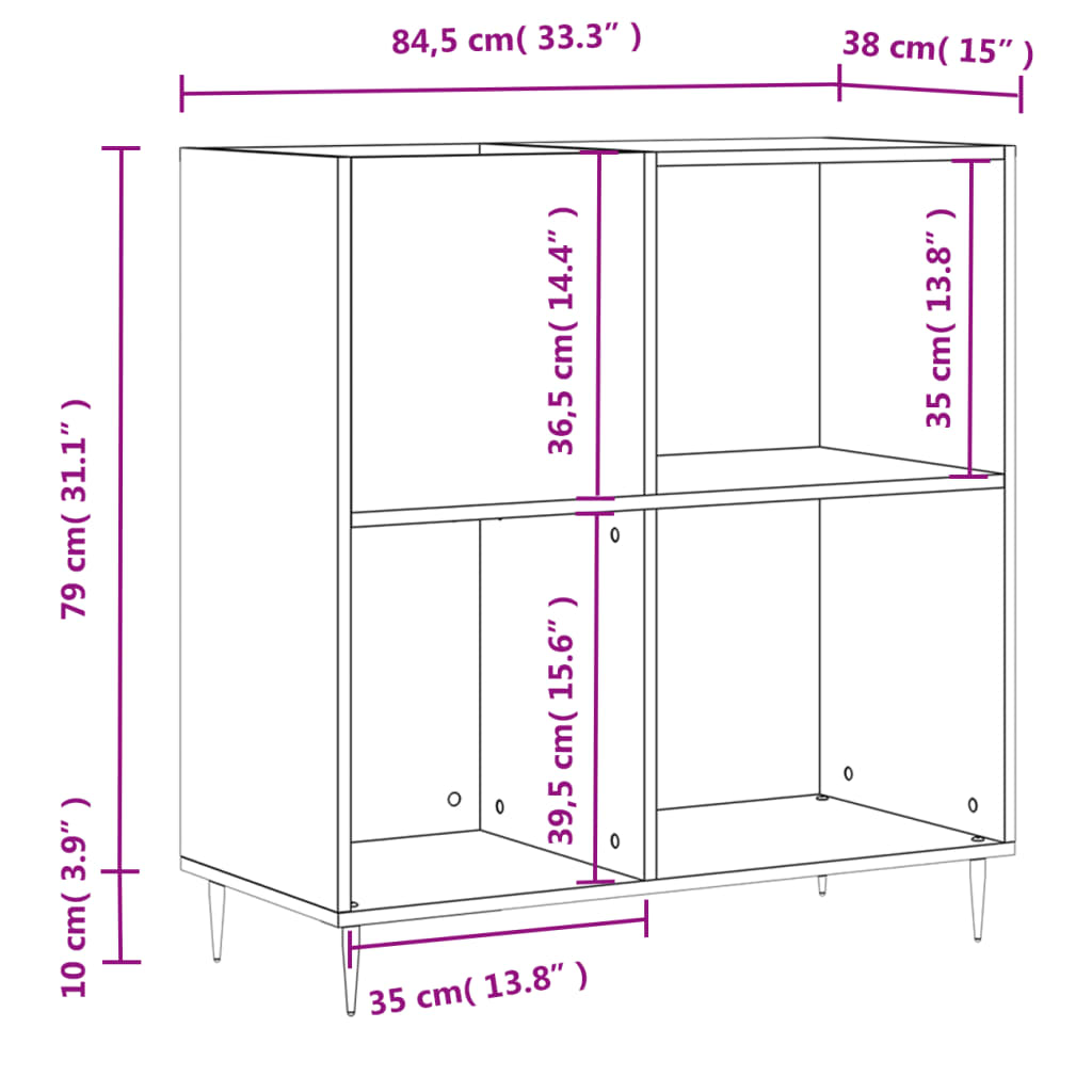 Mobile Porta Dischi Nero 84,5x38x89 cm in Legno Multistrato - homemem39