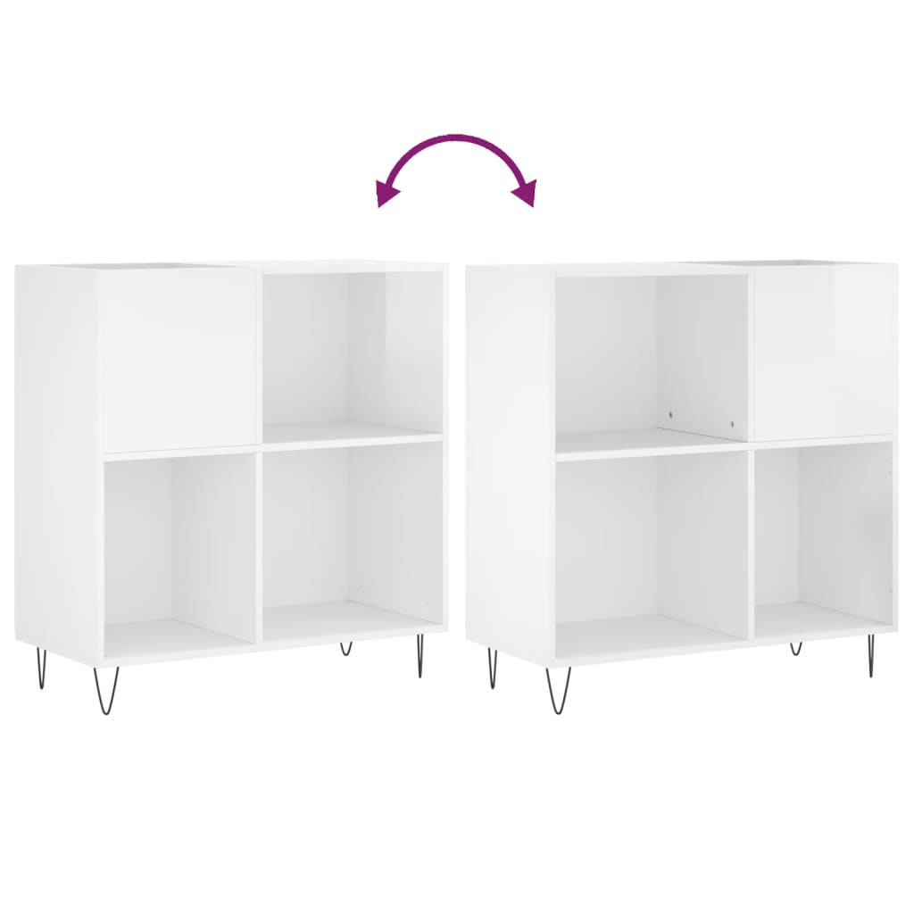Mobile Porta Dischi Bianco Lucido 84,5x38x89 Legno Multistrato - homemem39
