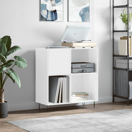 Mobile Porta Dischi Bianco Lucido 84,5x38x89 Legno Multistrato - homemem39