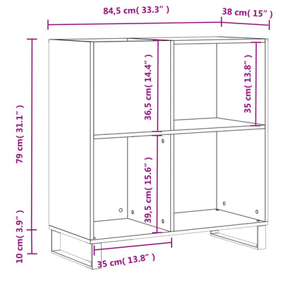 Mobile Porta Dischi Rovere Marrone 84,5x38x89 Legno Multistrato - homemem39