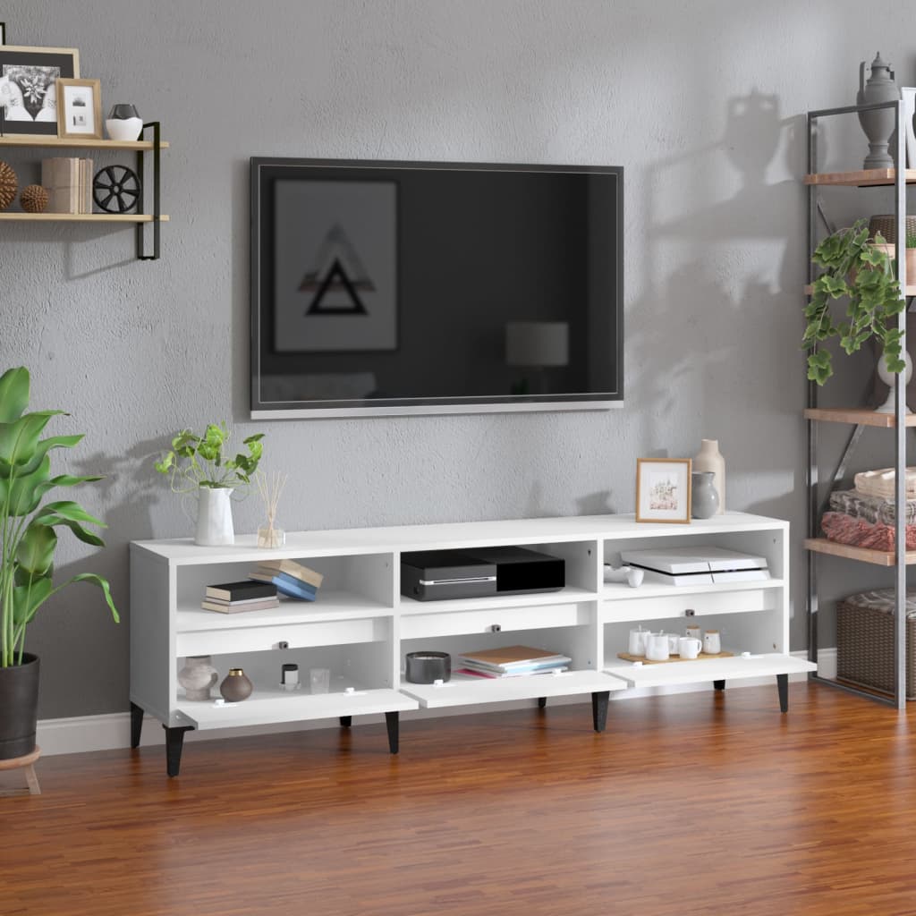 Mobile Porta TV Bianco 150x30x44,5 cm in Legno Multistrato
