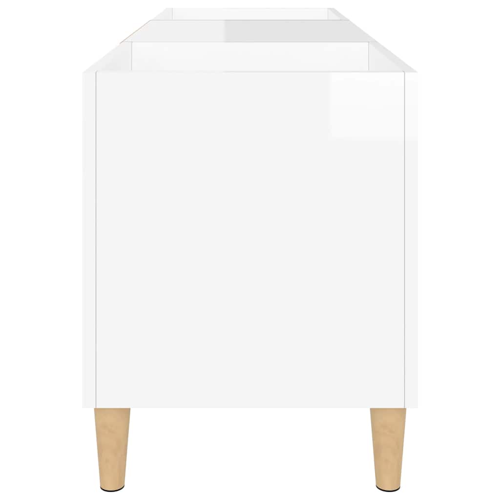Mobile Porta Dischi Bianco Lucido 121x38x48cm Legno Multistrato - homemem39