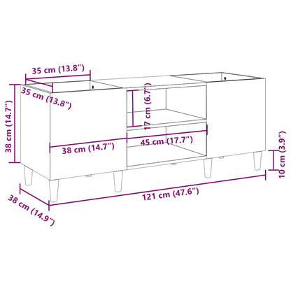 Mobile Porta Dischi Rovere Fumo 121x38x48 cm Legno Multistrato
