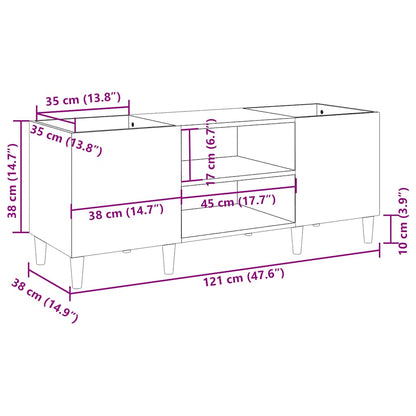 Mobile Porta Dischi Rovere Marrone 121x38x48 Legno Multistrato