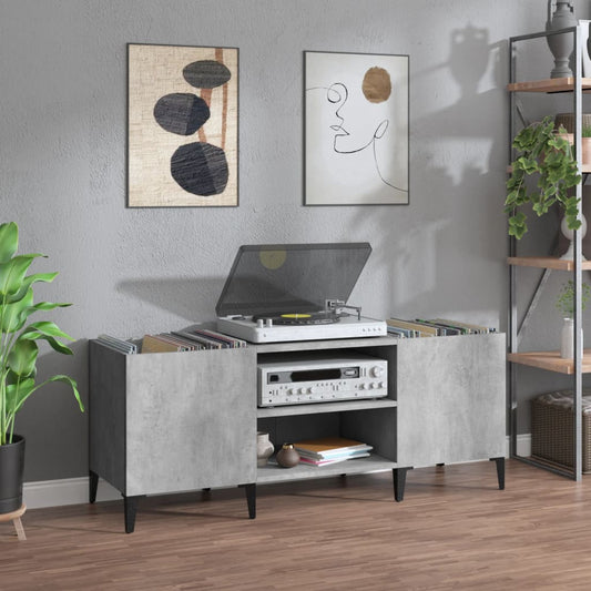 Mobile Porta Dischi Grigio Cemento 121x38x48 Legno Multistrato - homemem39