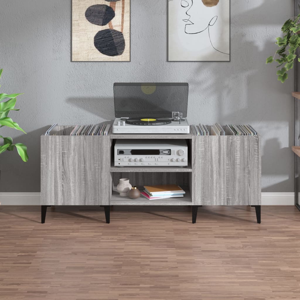 Mobile Porta Dischi Grigio Sonoma 121x38x48cm Legno Multistrato - homemem39