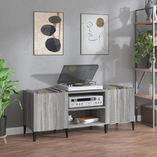 Mobile Porta Dischi Grigio Sonoma 121x38x48cm Legno Multistrato - homemem39