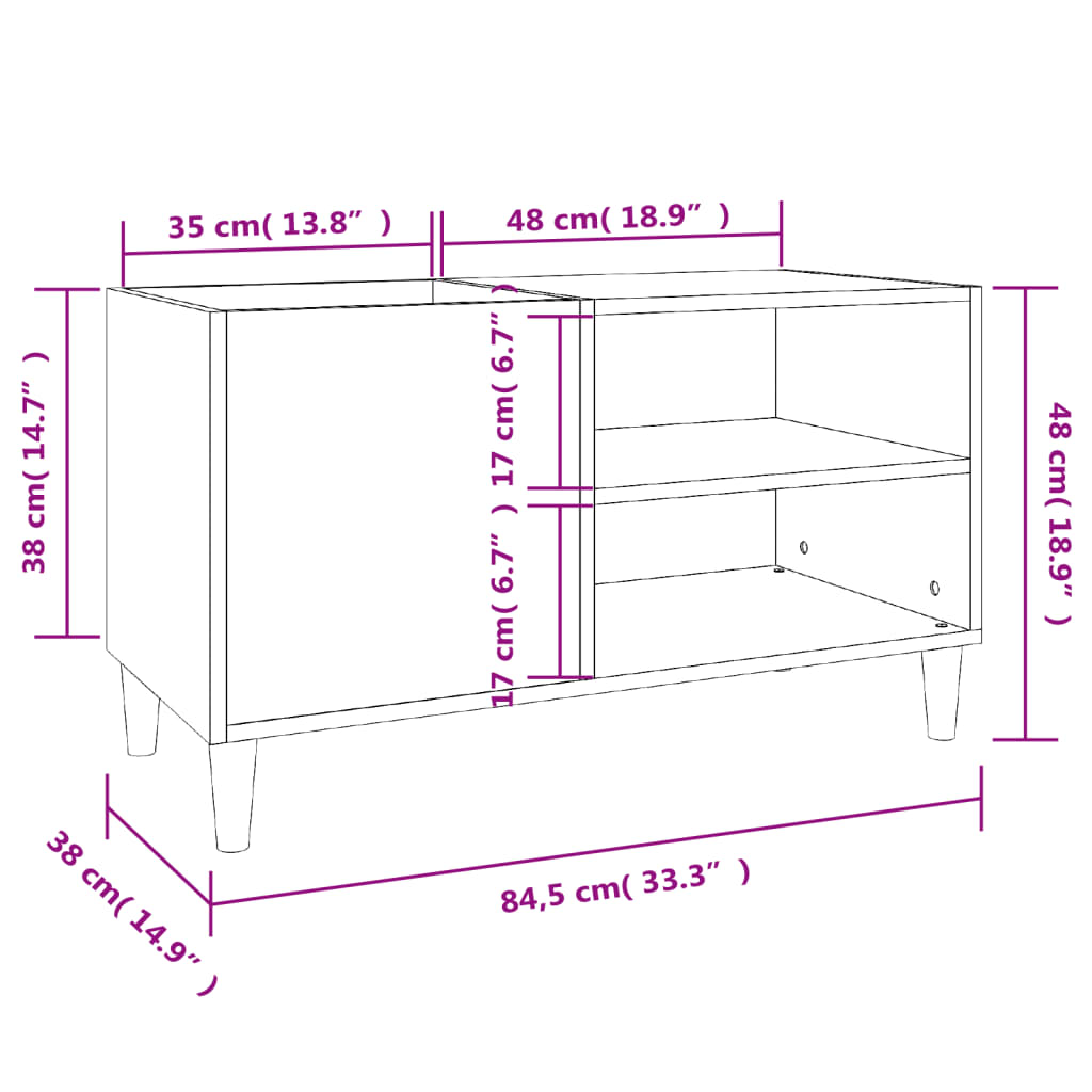 Mobile Porta Dischi Bianco 84,5x38x48 cm in Legno Multistrato - homemem39