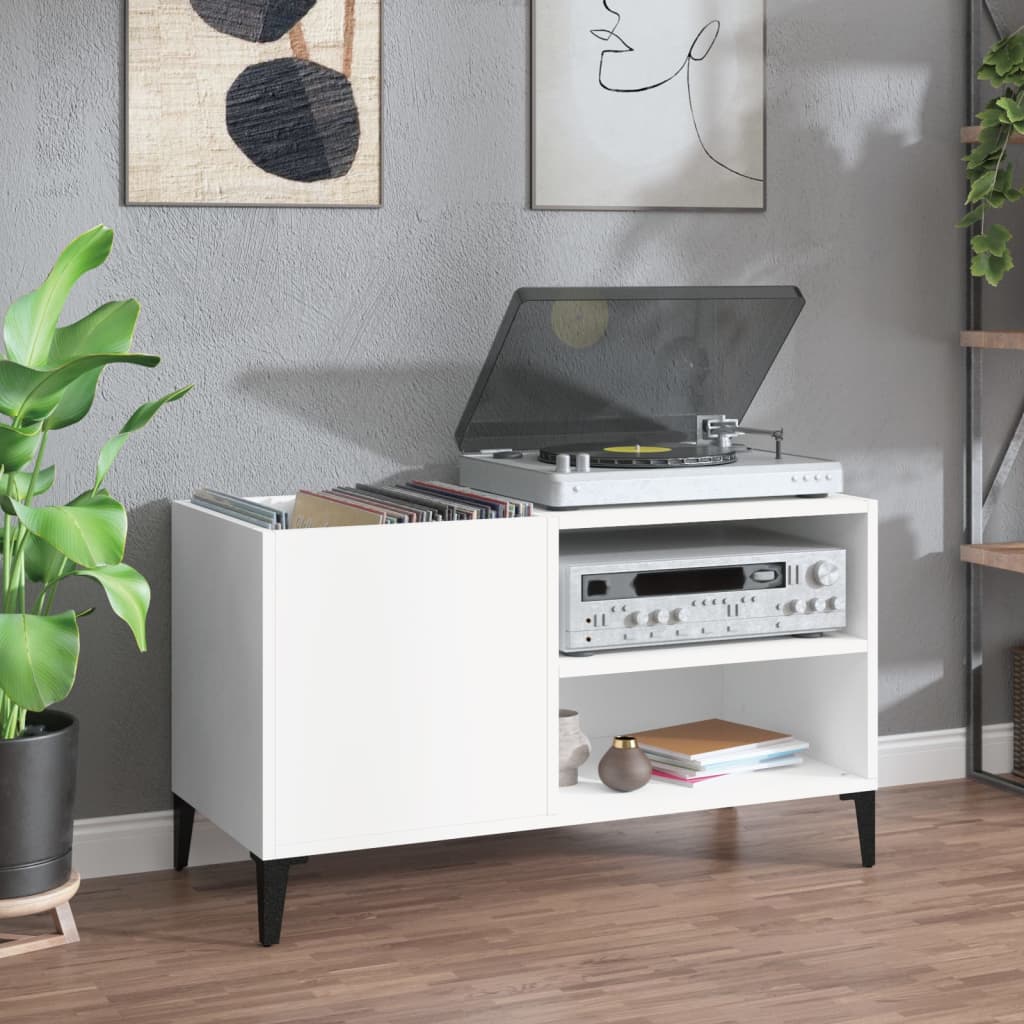Mobile Porta Dischi Bianco 84,5x38x48 cm in Legno Multistrato - homemem39