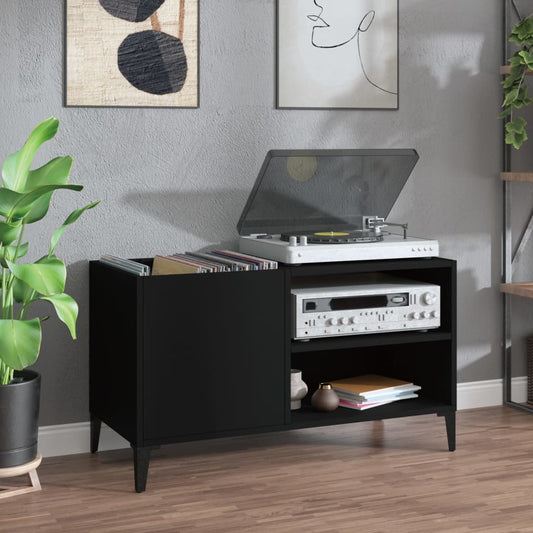 Mobile Porta Dischi Nero 84,5x38x48 cm in Legno Multistrato - homemem39