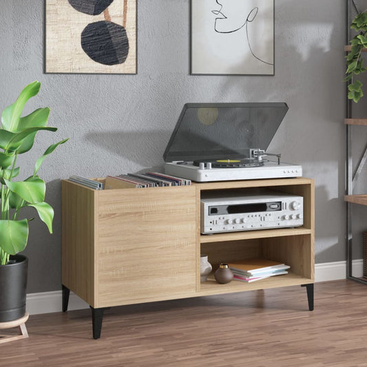 Mobile Porta Dischi Rovere Sonoma 84,5x38x48 Legno Multistrato - homemem39