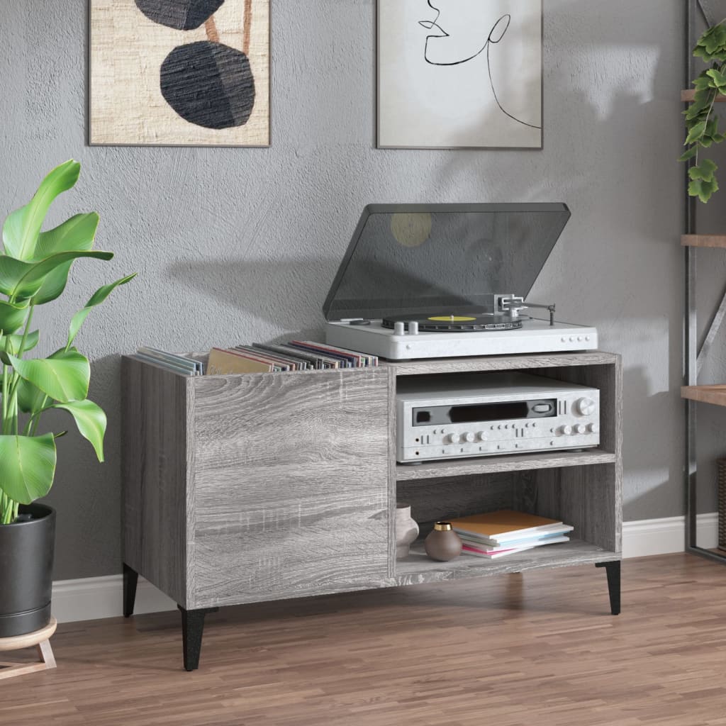 Mobile Porta Dischi Grigio Sonoma 84,5x38x48 Legno Multistrato - homemem39