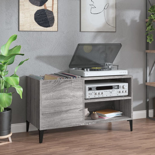Mobile Porta Dischi Grigio Sonoma 84,5x38x48 Legno Multistrato - homemem39