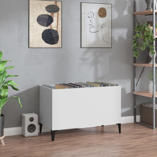 Mobile Porta Dischi Bianco 74,5x38x48 cm in Legno Multistrato - homemem39