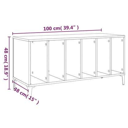 Mobile Porta Dischi Grigio Sonoma 100x38x48cm Legno Multistrato - homemem39