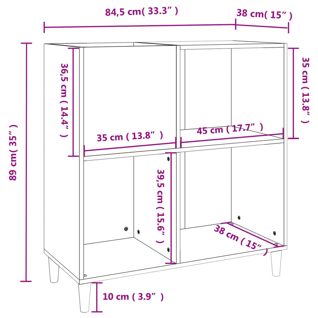 Mobile Porta Dischi Nero 84,5x38x89 cm in Legno Multistrato - homemem39