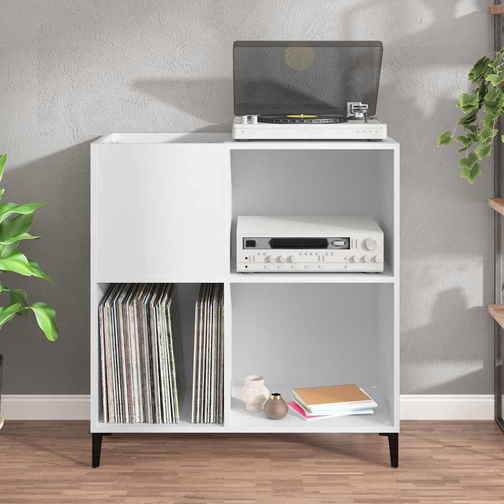 Mobile Porta Dischi Bianco 84,5x38x89 cm in Legno Multistrato - homemem39