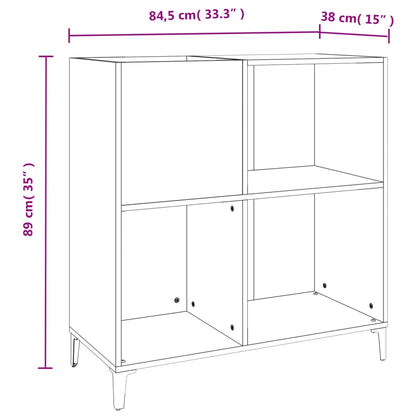 Mobile Porta Dischi Bianco 84,5x38x89 cm in Legno Multistrato - homemem39